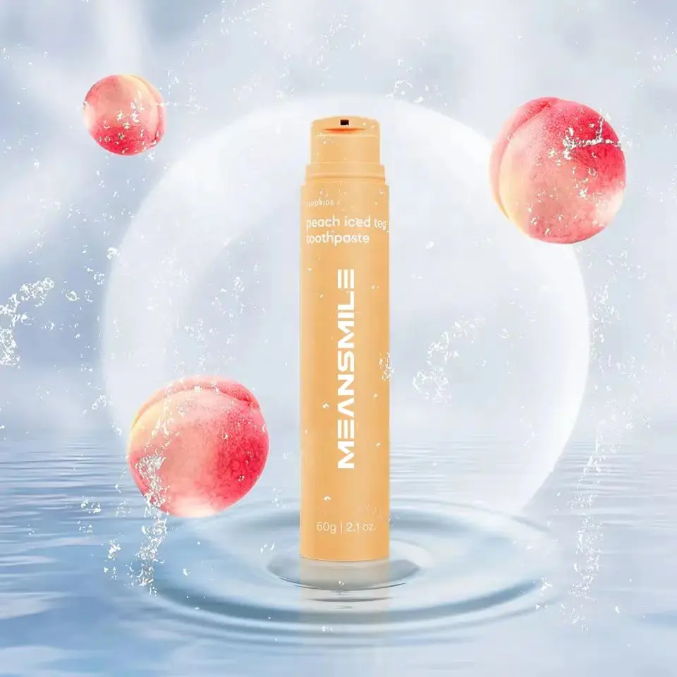 Vacuum air pump Vegan Friendly  Ingredient 60g  Portable Rich Fruit Flavor Teeth Whitening Toothpaste Tube OEM