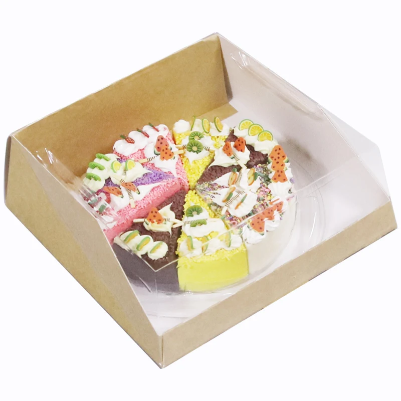 Hot sale Clear PET transparent lid with Paper base tray Cake box black box clear lid