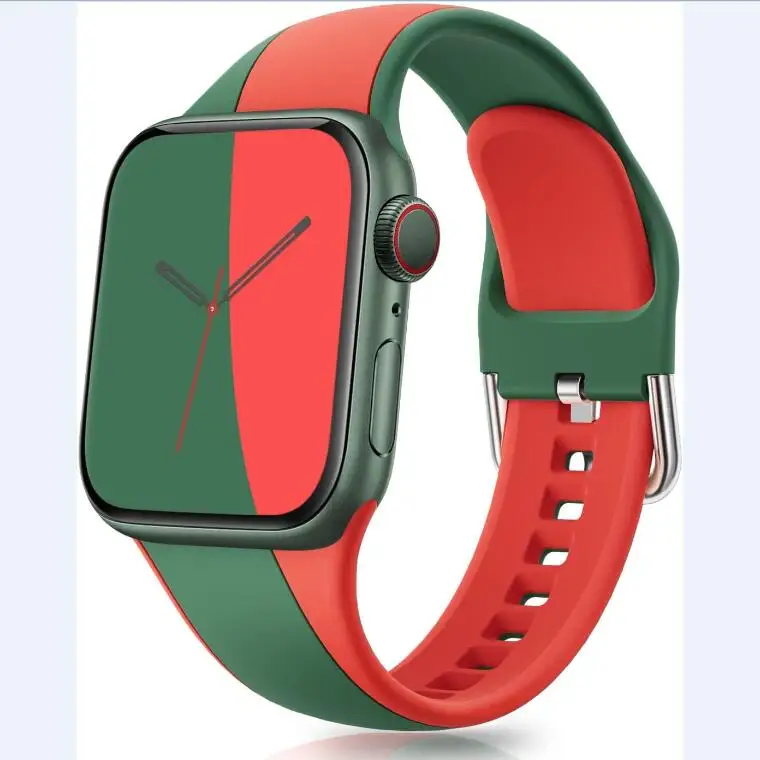 Bicolor silicone replacement band strap for Apple Watch band series 7 6 5 4 3 SE for Apple Watch band strap 38 40 41 42 44 45 mm