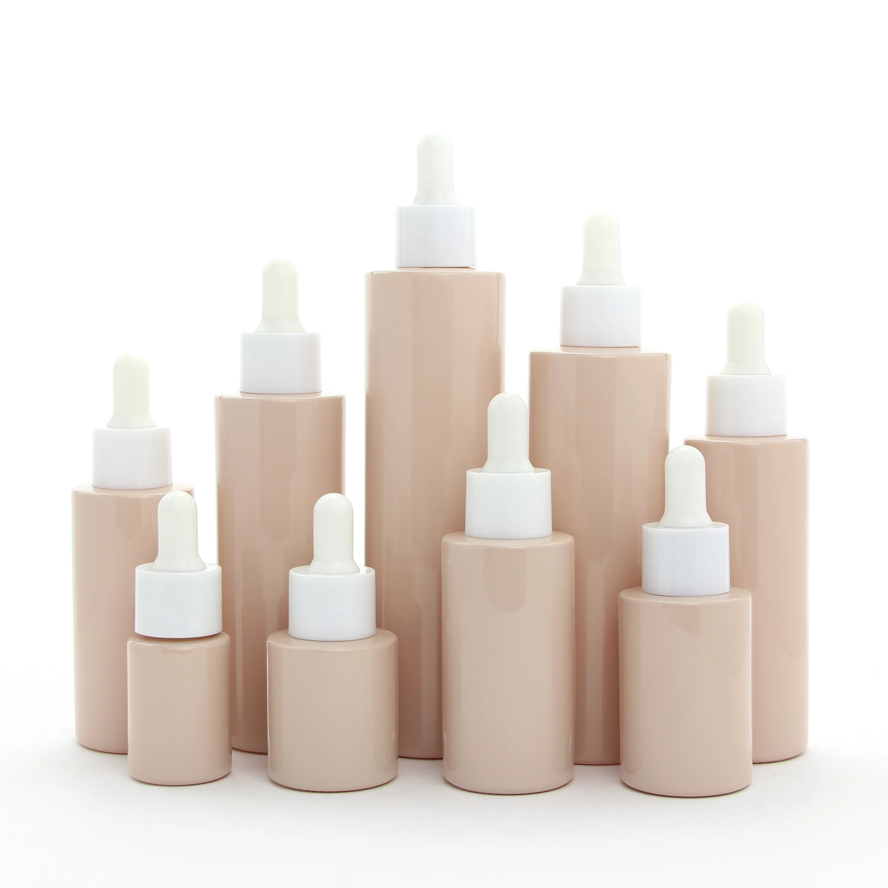 Flat Shoulder Brown Amber Serum Dropper Glass Bottle 20 30 40 60 ml Hair Oil Bottles with Gold Silver Black White Cap