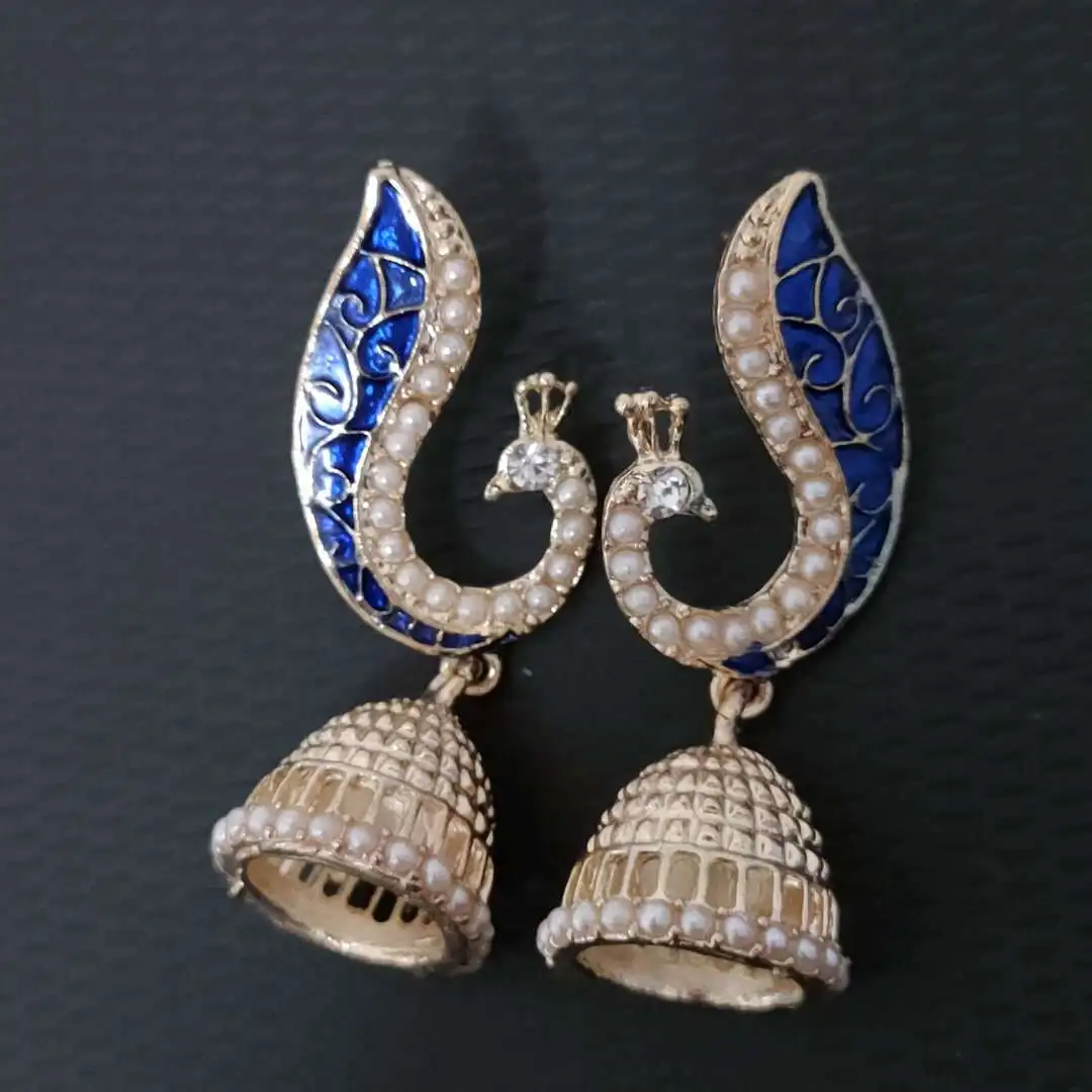 DAICY Cheap Wholesale Fashion Woman Exaggerated Peacock Gold Jhumka Earrings Design with Price