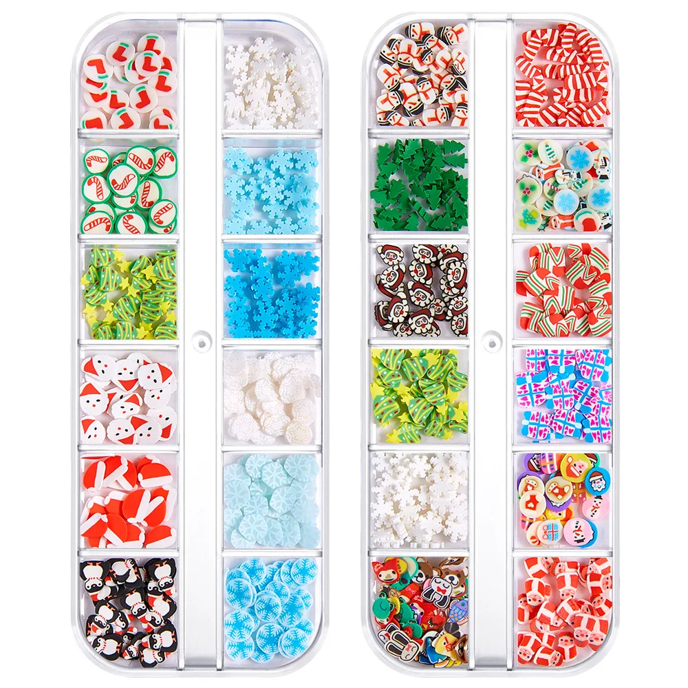 Newest Nail Christmas Polymer Clay Different Design Holiday Nail Soft Pottery Nail Art Slime