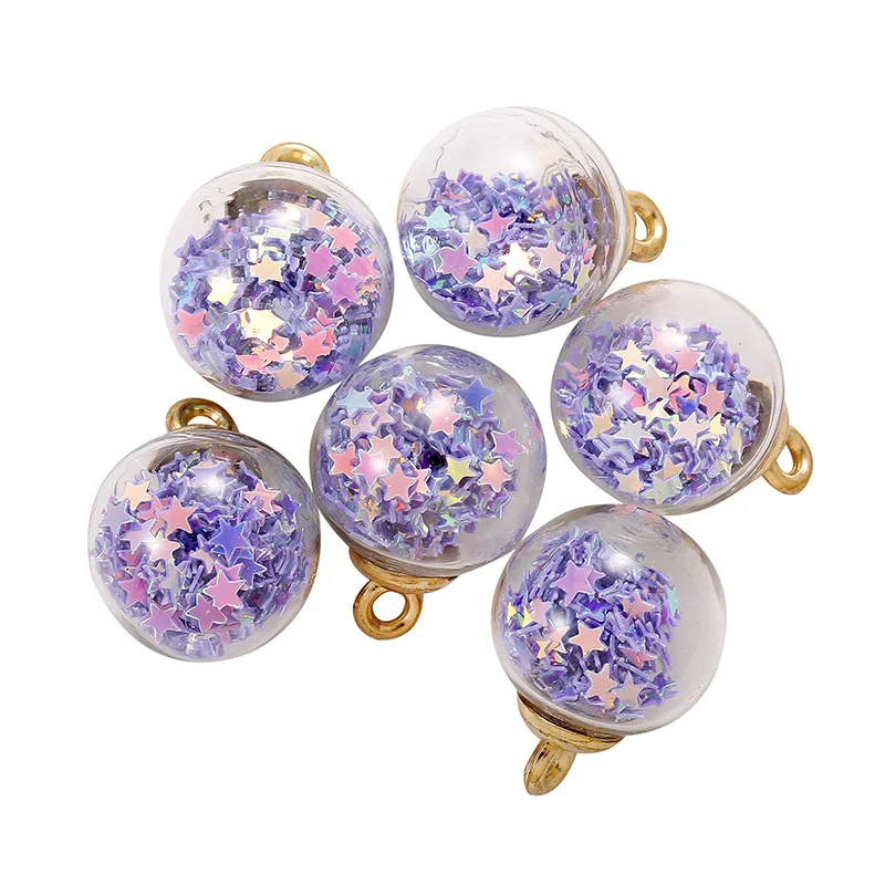 Charms Star Sequins Transparent Glass Ball 16mm Pendants Crafts Making Findings Handmade Jewelry DIY for Earrings Necklace