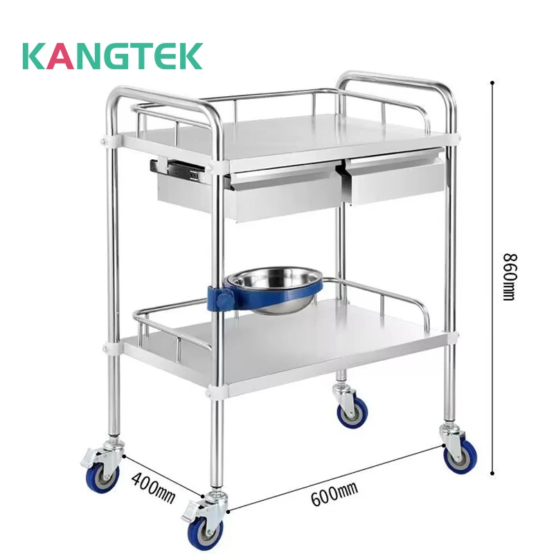 Дешевая Самая продаваемая тележка для лекарств из нержавеющей стали с колесами