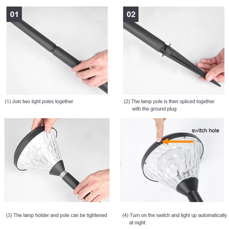 High Cost Performance Driveway Pathway Outdoor Path Pole Powered Led Spike Solar Power Lawn Garden Lights