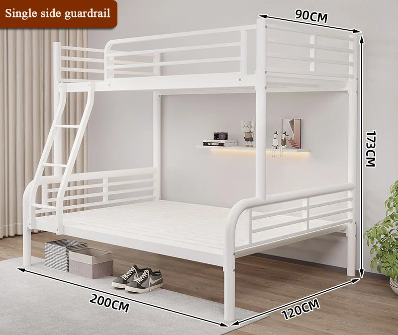 Steel bunk bed, high and low iron frame bed for home and hotel