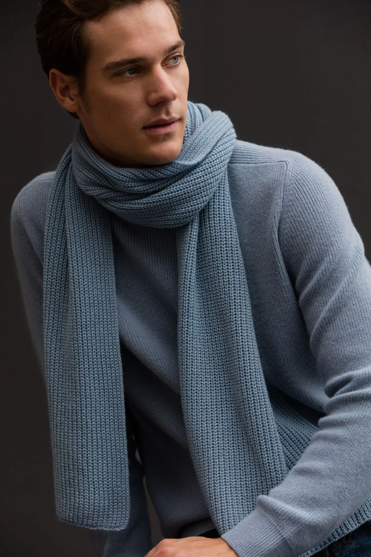 Custom support rib knit autumn pure cashmere men scarf