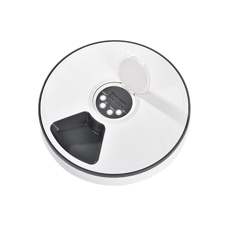 6 Meal Automatic Pet Feeder Food Dispenser with Digital Timer and Music Broadcast for Cats