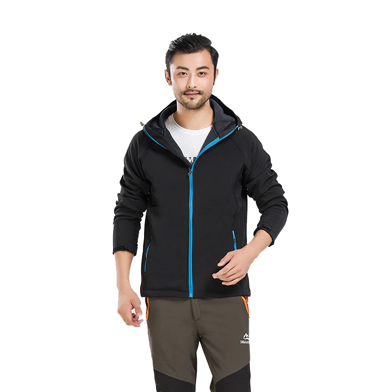 
Customized OEM wholesale price hiking camping water repellent unisex hooded softshell warm fleece jacket with custom logo 