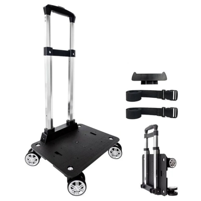 4 Wheels Folding Compact Lightweight Luggage Cart Travel Trolley for Bags