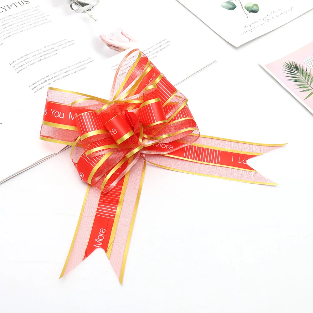 HUAJU Wholesale Butterfly Shape Pull Ribbon Wedding Party Gift Wrapping Wedding Decoration Organza Pull Bow ribbon