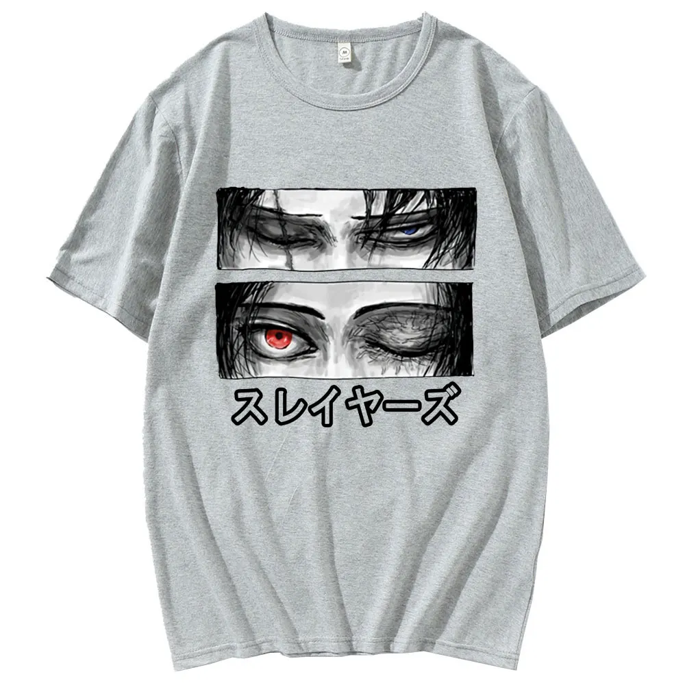 100% Cotton Japanese Anime Attack on Titan Ackerman Eye Print Top Ulzzang Men T-shirt