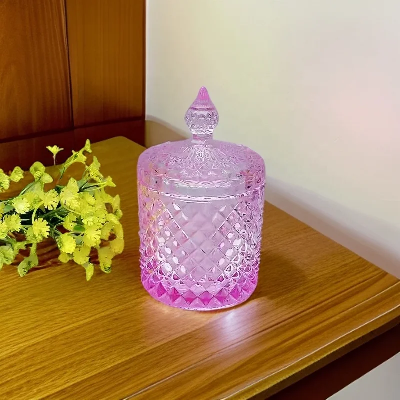 Home Interior Decoration Scented Candles Vessel With Glass Dome Lid