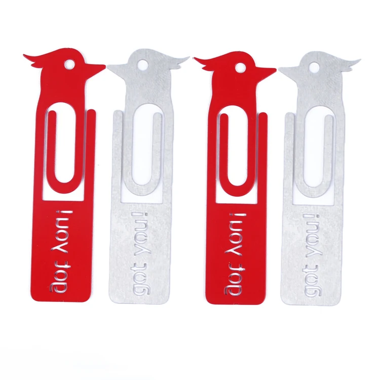 Factory Customized bird shape  with Logo carving metal bookmark promotional gifts