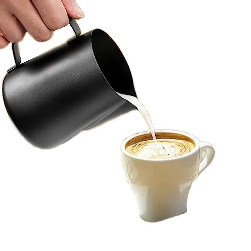 Milk Frothing Pitcher, 12 Oz Milk Frother Steamer Cup Stainless Steel Espresso Cup