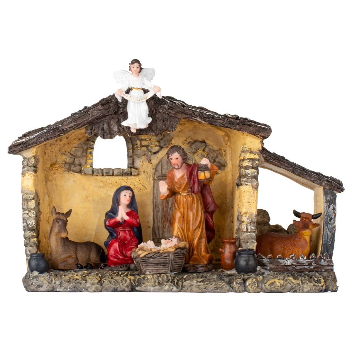 Christmas Stocking Altar decor Resin craft sculpture Statue nativity scene saint figurine  Divino nino Jesus cross  crucifix