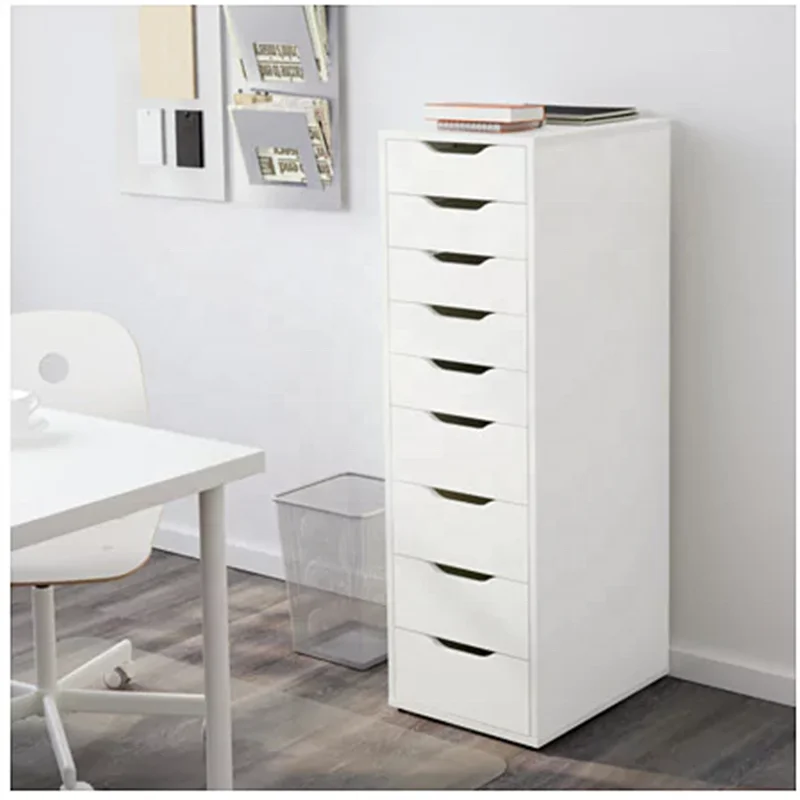 
2020 New Arrival White color Living Room Furniture Mirror Corner 9 Chest of Drawers Cabinet 