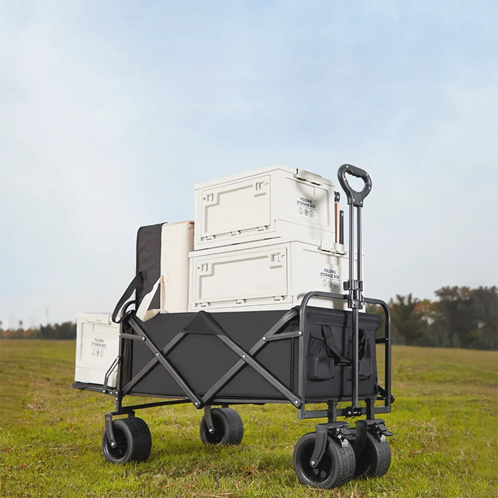 Outdoor OEM Camping Trolley Wagon Stroller Four-wheel Foldable Utility Beach Folding Wagon Cart with Table