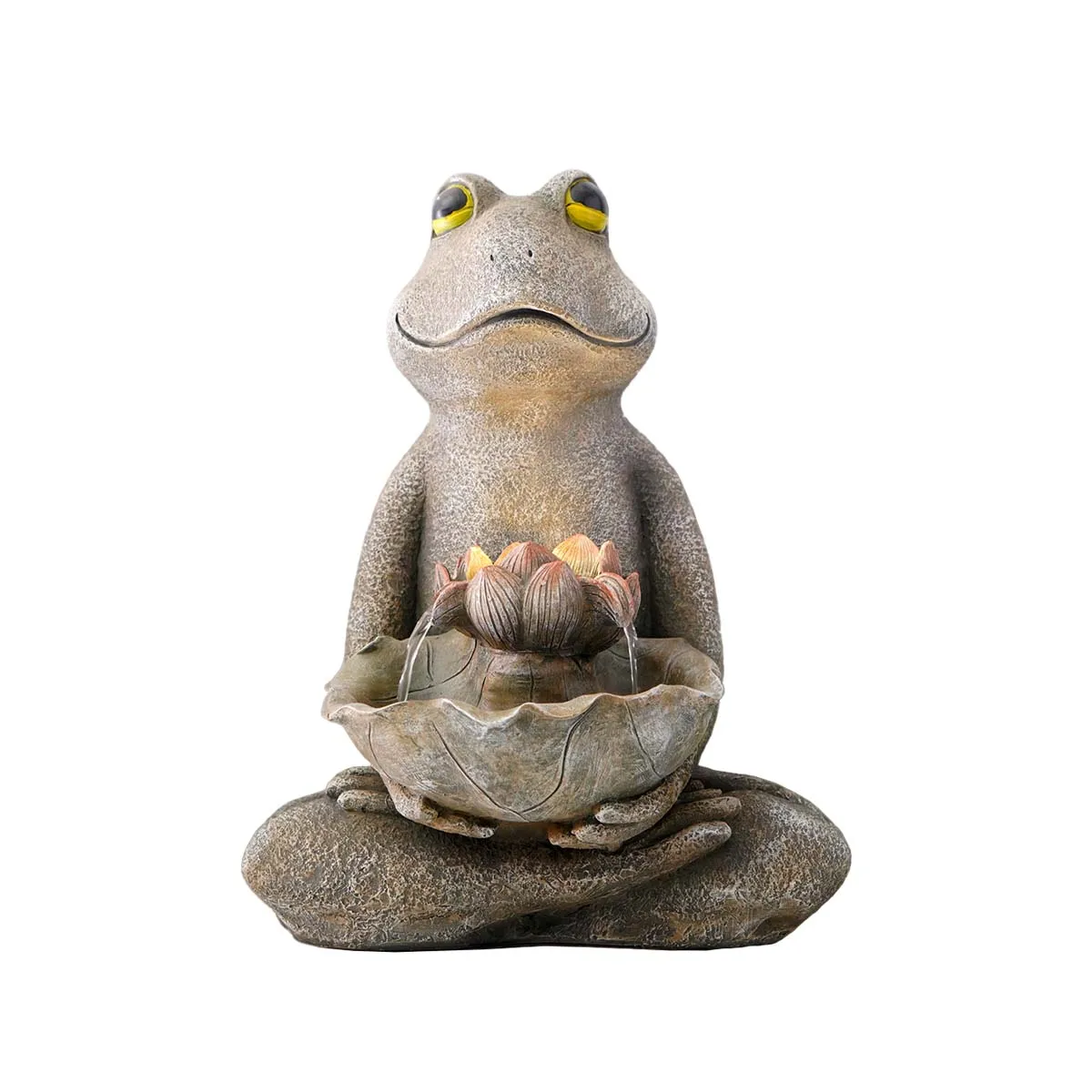 Manufacturer Garden Outdoor Decorative Custom Frog Shape Waterfall Fountain With Led Lights