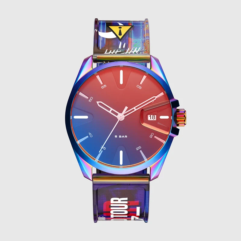 Роскошные Кварцевые часы для мужчин, крутой большой корпус, цветной браслет из нержавеющей стали, спортивные наручные часы, мужские военные часы DZ1942