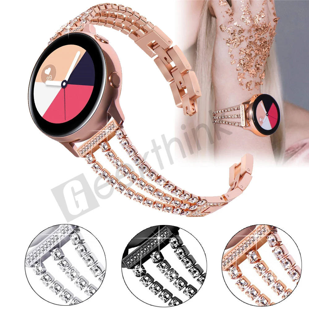 Geekthink woman Watch strap for samsung galaxy gear s3 band Diamond Alloy Stainless Steel Watch band Luxury Metal Watch Strap
