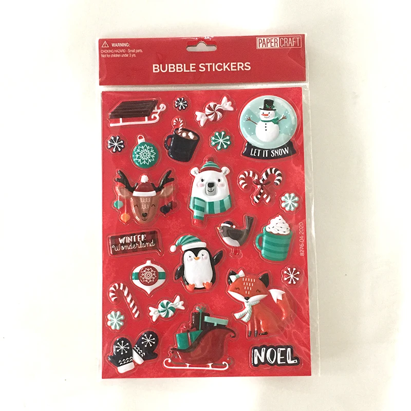 Wholesale Christmas sticker sheet with custom character fox bear trees sticker