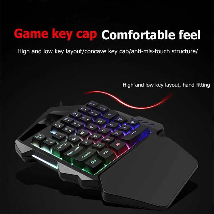  Профессиональная Механическая Проводная игровая USB клавиатура Rainbow light с одной рукой 35