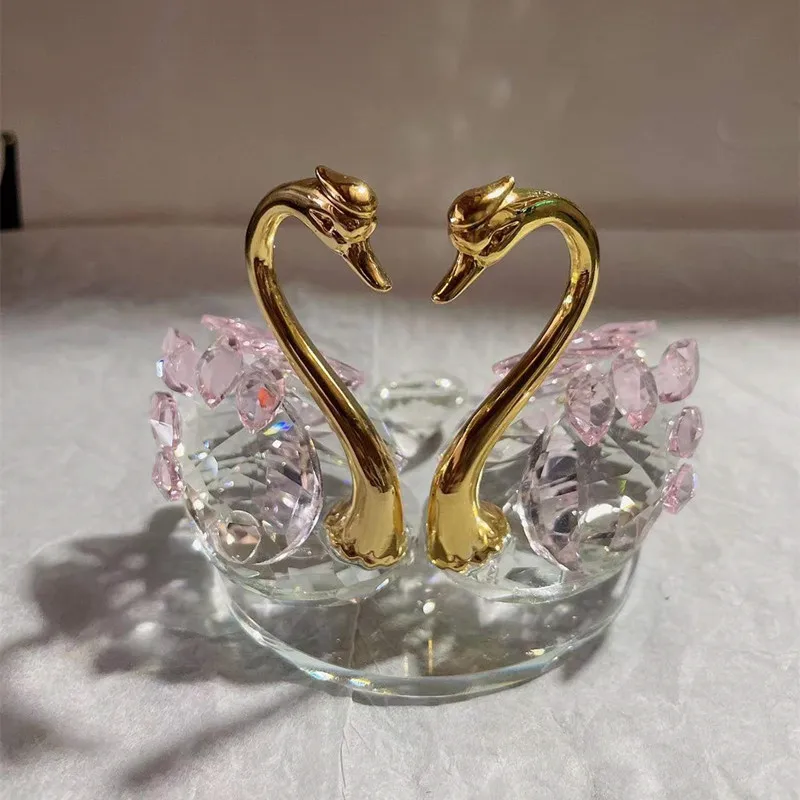 Custom various series crystal glass swan figurine paperweight table centerpiece and car ornament