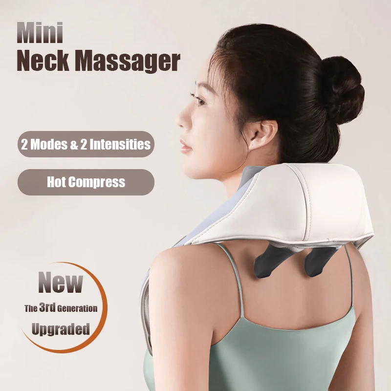 Huifan YC-369B Hands-free Handshaped Massage Design 12V Mini Cordless Squeezing Neck Massager with Graphene Heating