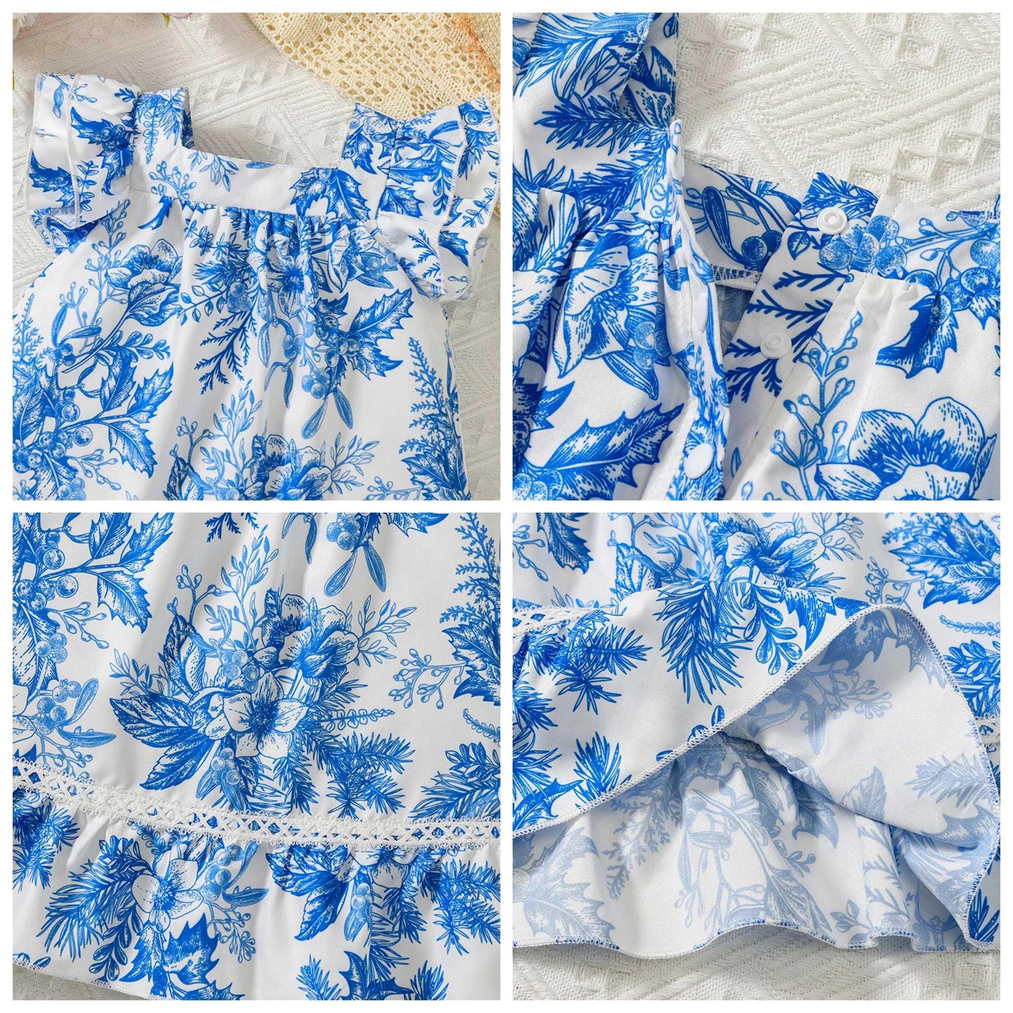 Toddler Baby flower girl dress Casual Dress Flower Print Sleeveless Chiffon Ruffle Dress Party Holiday Kids Clothes