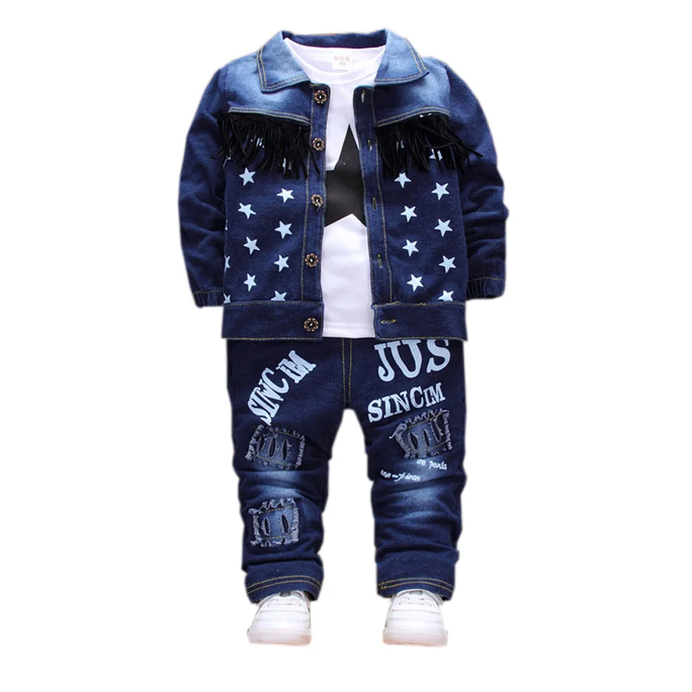 Kids Baby Clothing Jacket + T-shirt + Pants Outfits Sets Children Boys Dresses Clothes Suits