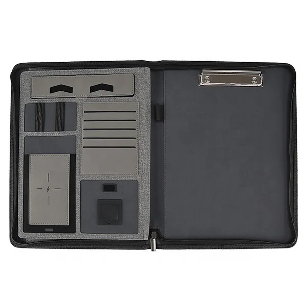 
New coming A4 portfolio with power bank and wireless charger 