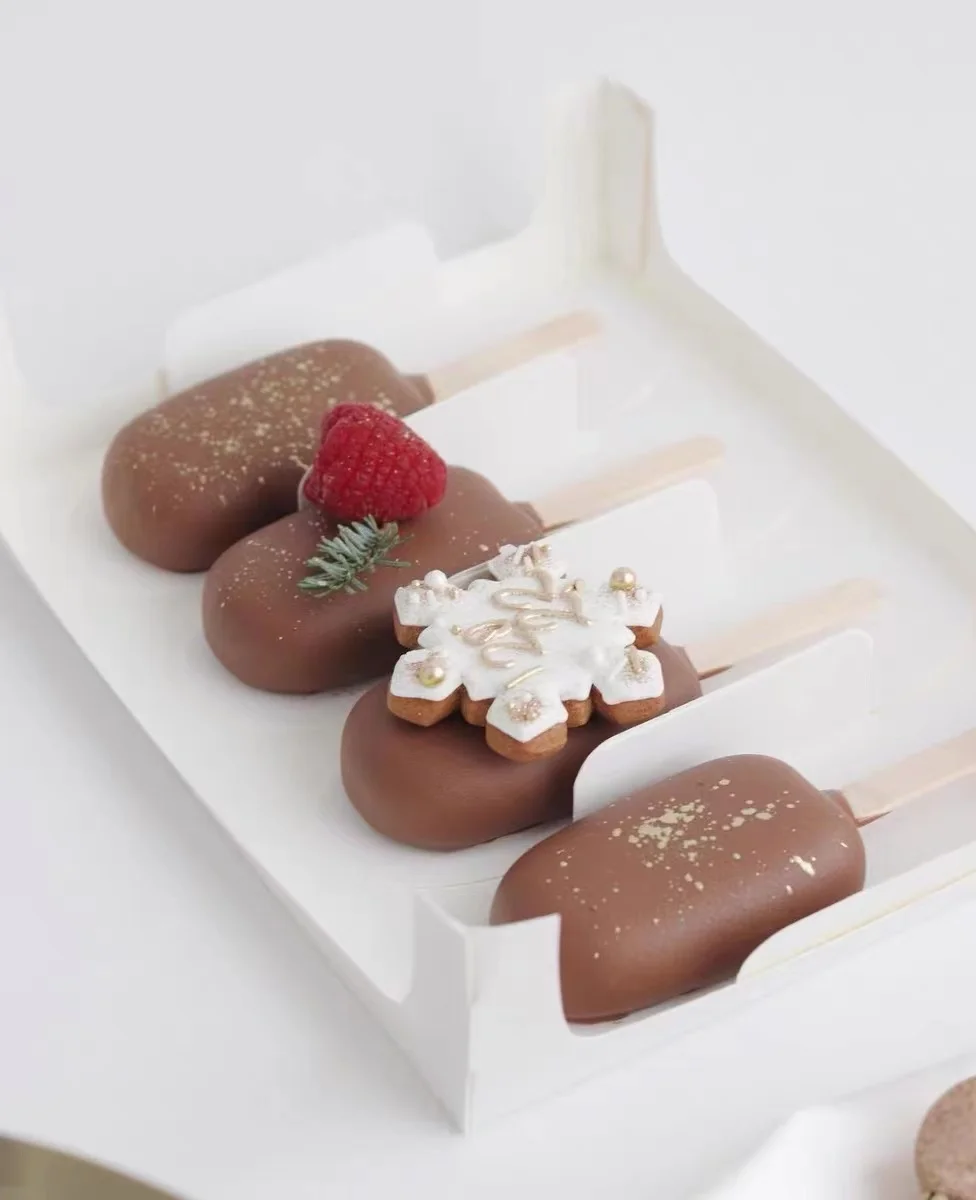 IMEE 1 4 5 7 Piece Transparent Popsicle Cakesicle Box Dessert Cake Eclair Sweets Bakery Pastry Box With Clear Lid and Insert