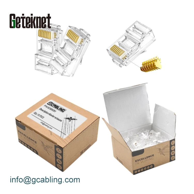 100Pack UTP RJ45 Cat6 Cat5e Cat6a unshielded 8P8C modular plug RJ45 connecter network cat6 connector Ethernet Lan RJ45 connector