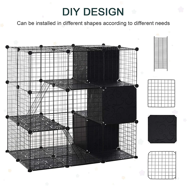 Pet Playpen Animal Cage With Door And Storage Shelf For Cats Chinchillas And Pet Minks
