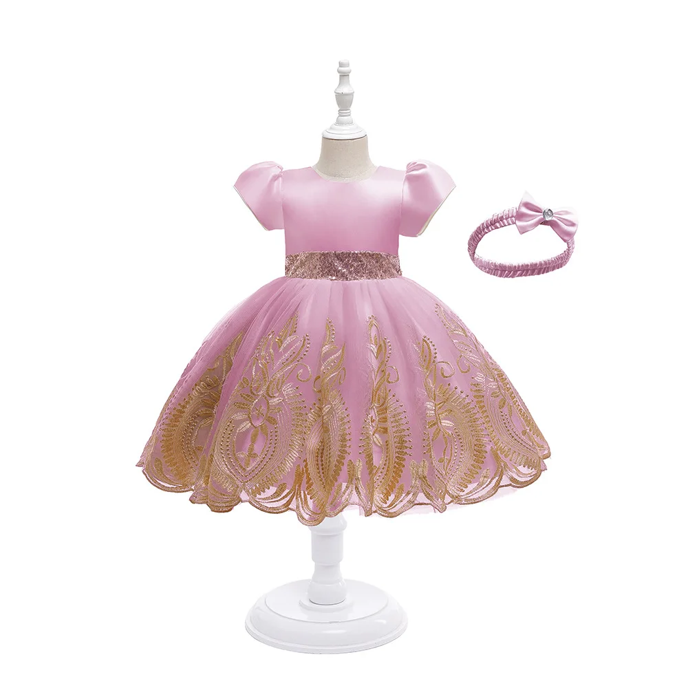 baby Bow-knot mesh tutu skirt party children lace birthday wedding designs flower girls princess model night dresses