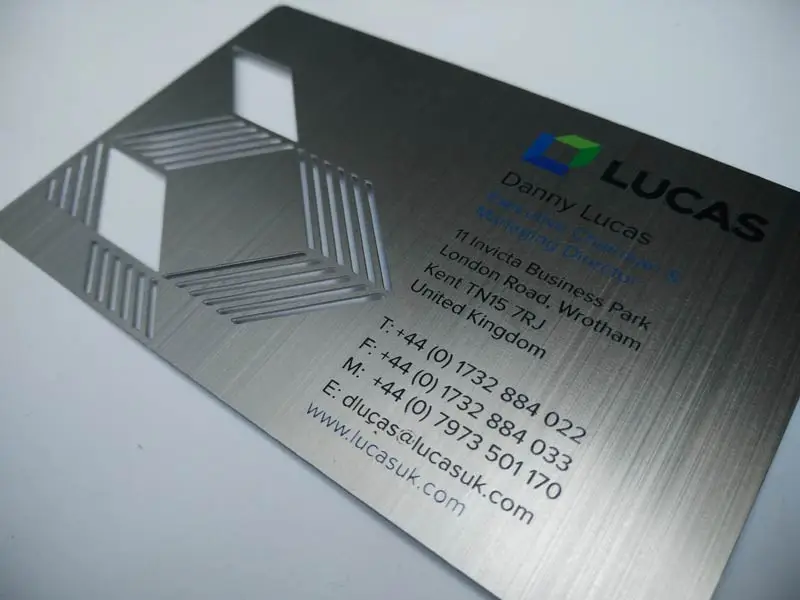MDT  credit card size metal business cards etching metal card