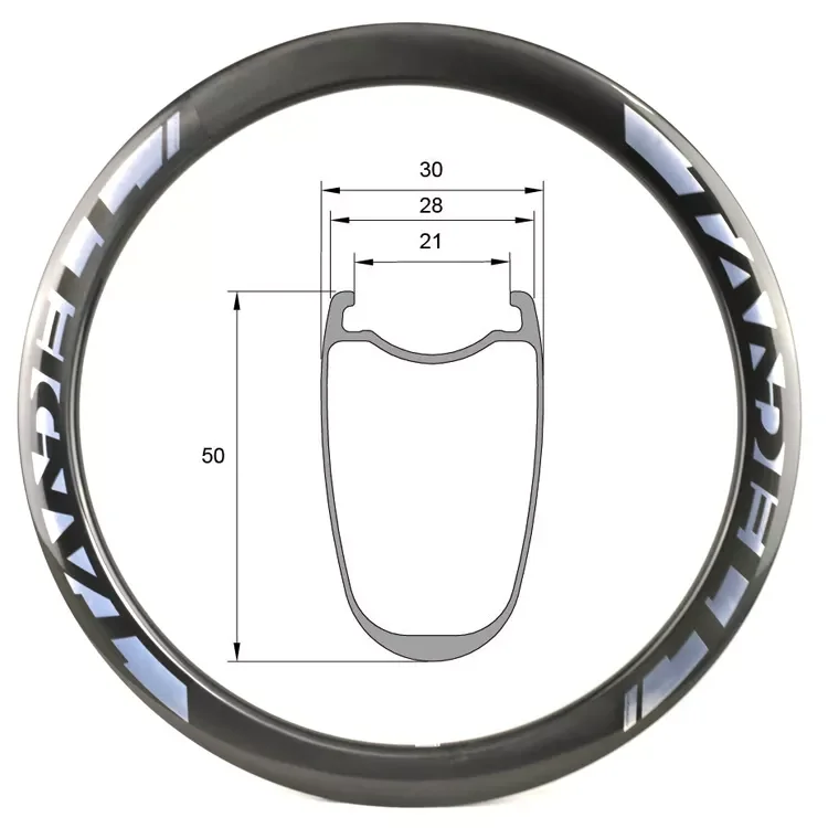 700C Carbon Rim Disc Brake 50mm Deep Clincher Road Bicycle Wheels 21mm Wide Carbon Fiber Rims