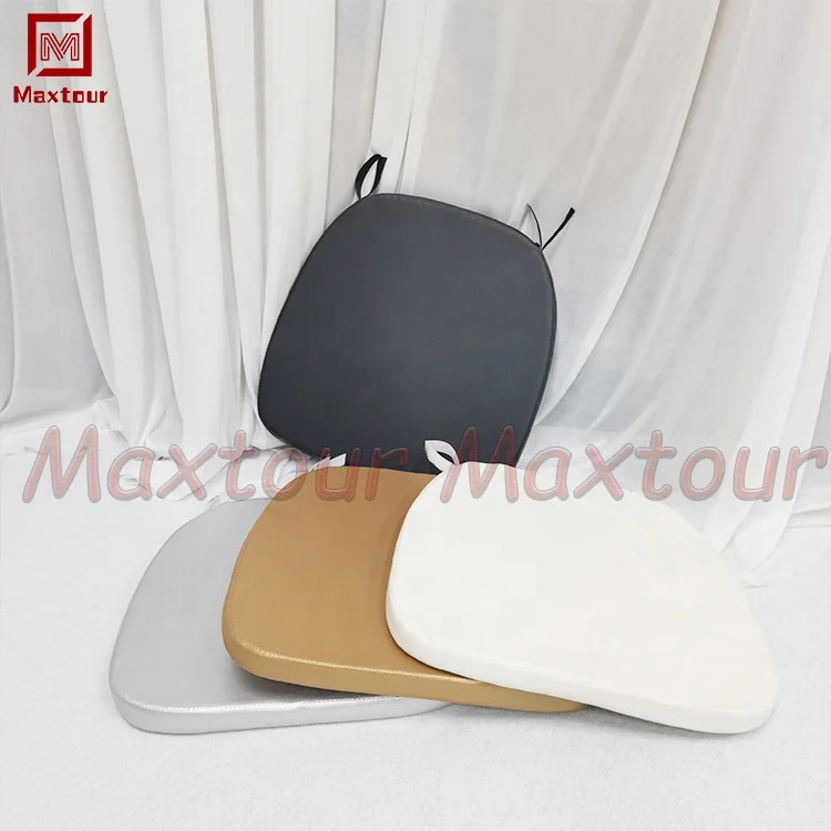 Comfortable Chiavari Tiffany banquet resin iron chair used White PU Leather Seat activity seat pat Cushion