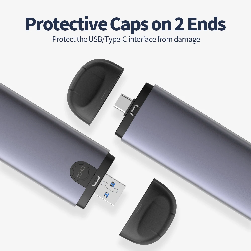 Hot Selling  Mini M.2 SSD Enclosure Dual Protocol NVME/NGFF Fast Transfer Rate Hard Drive Caddy