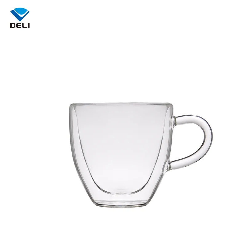 Green Apple DELI 80ml 2.71oz Glassware Small Size Double Walled Glass Mug Mini Heat Resistant Coffee Cup