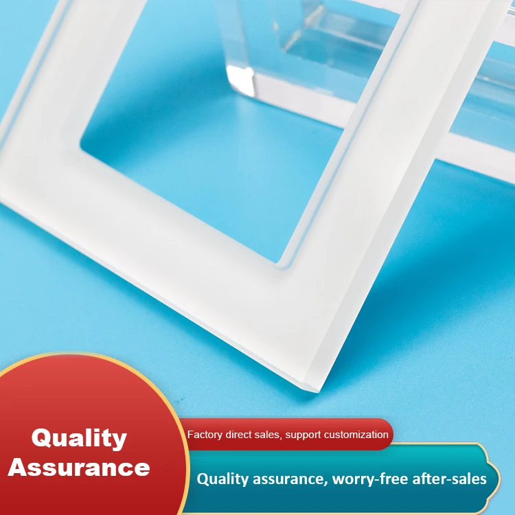 Factory custom high quality tempered glass panel glass switch panel square hole glass frame for socket