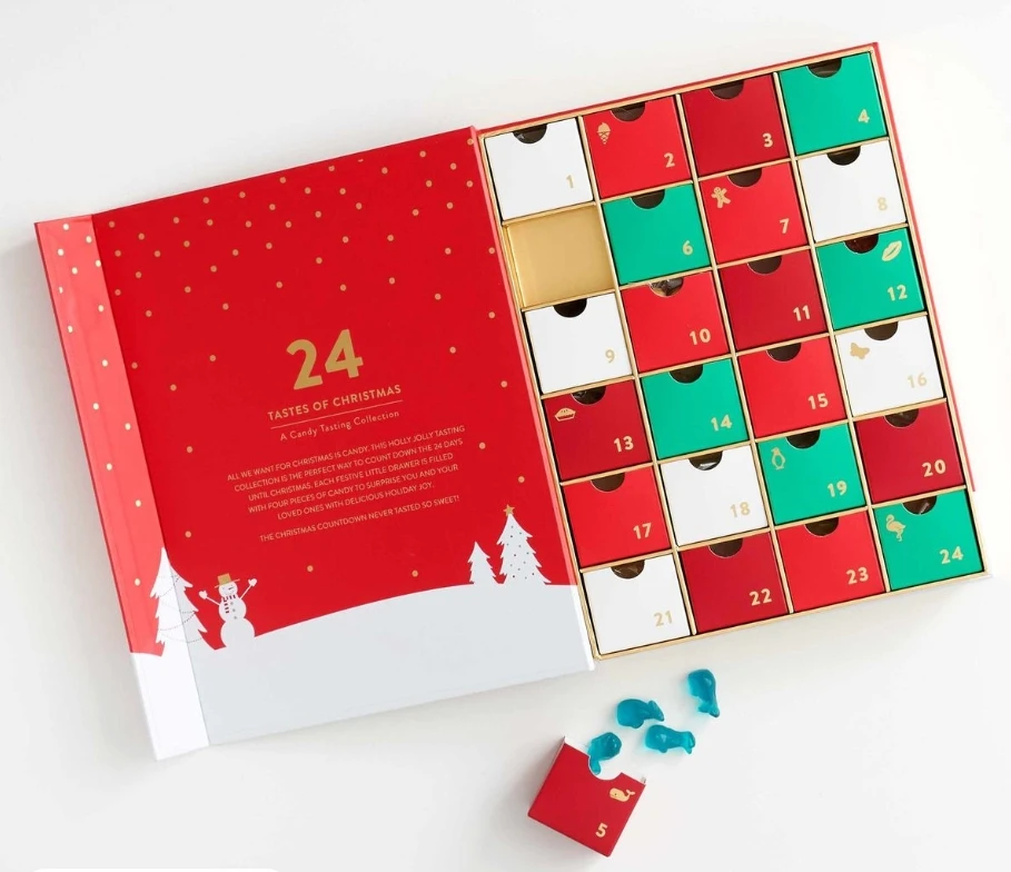 Custom 24 Days Christmas Advent Calendar Box Festive Candy Gift Packaging Personalized Countdown Boxes Holiday Season