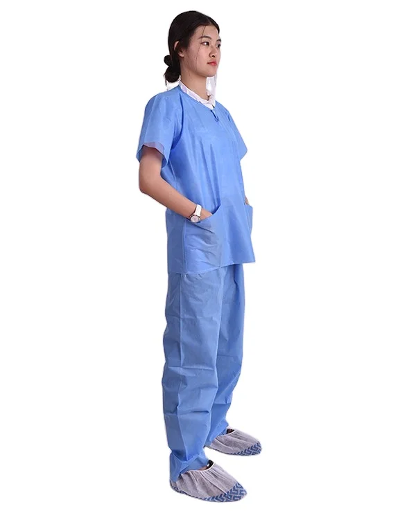 Non woven nursing pyjamas PP surgical disposable hospital scrub suit