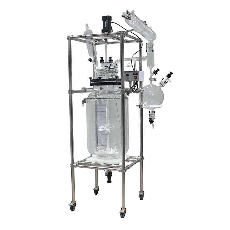OEM distill constant temperature double layer equipment 80 litre kit glass reactor