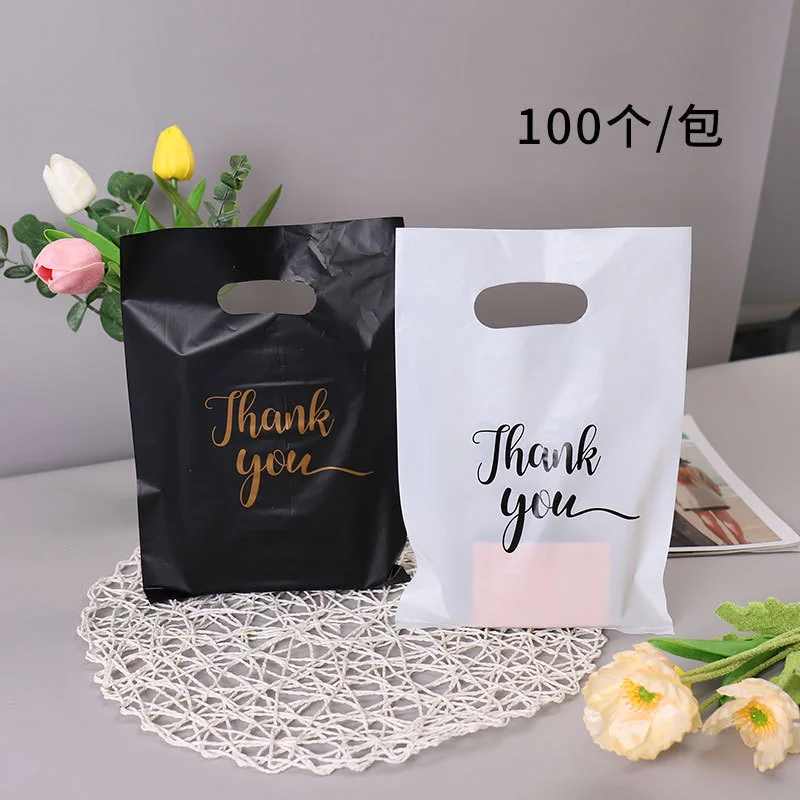 custom logo printed plastic bag die cut handle PE plastic package bag handle sealed plastic bag