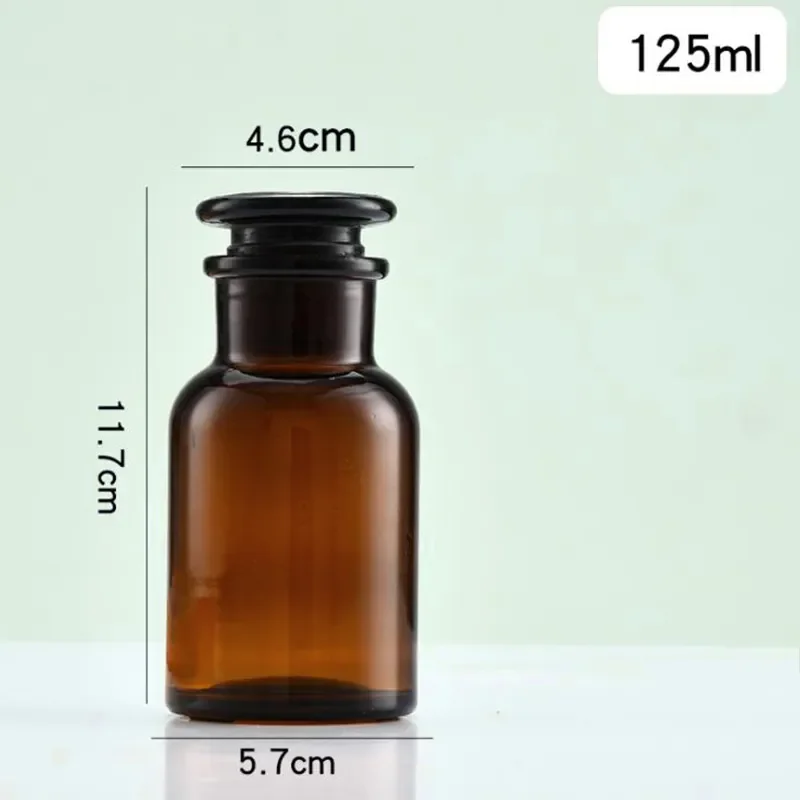 Brown Apothecary Glass Storage Bottle with Lid Botanical Jar Stem Flower Vase Amber Glass Apothecary Jar