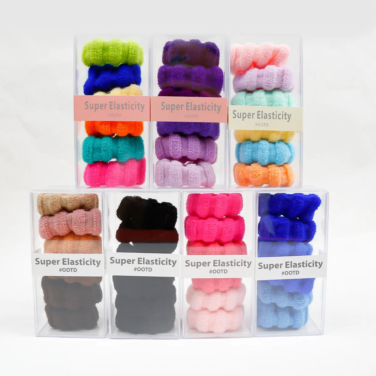 Highly elastic girls hair bands korean kids neon colors hair ties set wholesale women towel hair ring with box