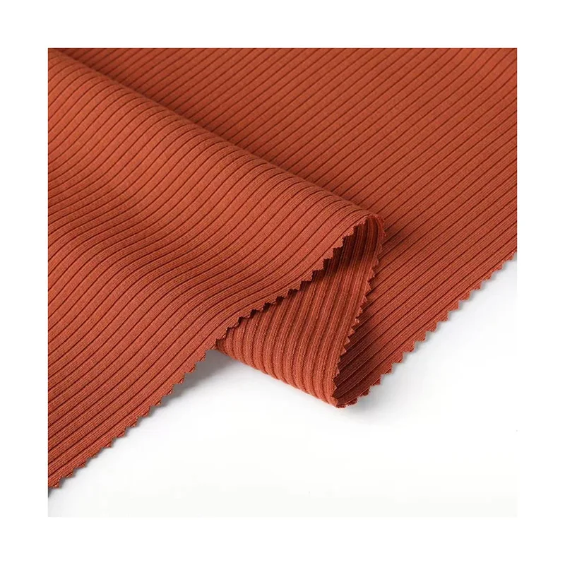 95%Polyester 5% Spandex DTY Two Side Brush Rib Plain Dyed Fabric Stretch P/D Polyester Rib Knit Fabric