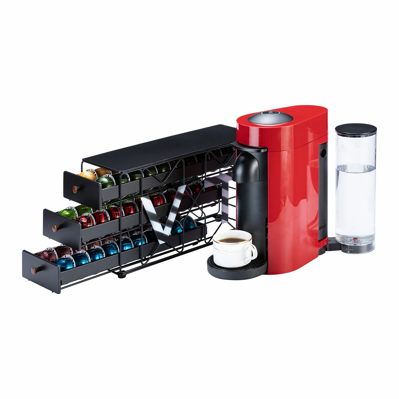 Nespresso Vertuo 3-Tier Metal Pod Drawer Large Multi-Level Coffee Pod Holder with 60 Pod Capacity Standing Type Storage